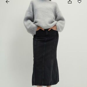 H&M denim black midi skirt XS